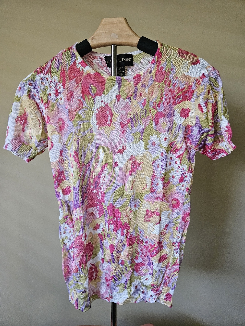 Classiques Entier Floral Knit Short Sleeve Top - Size S